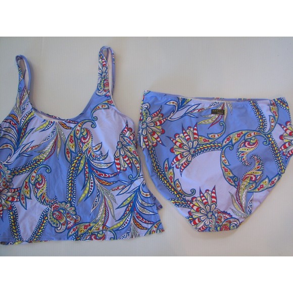 Plus Size Tankini 18W Sonsie Underwire High Waist Brief Swimsuit Purple - Picture 3 of 5